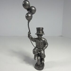 Ricker Signed Metal Art Figurine Juggler on Unicycle Holding Balloons 18056